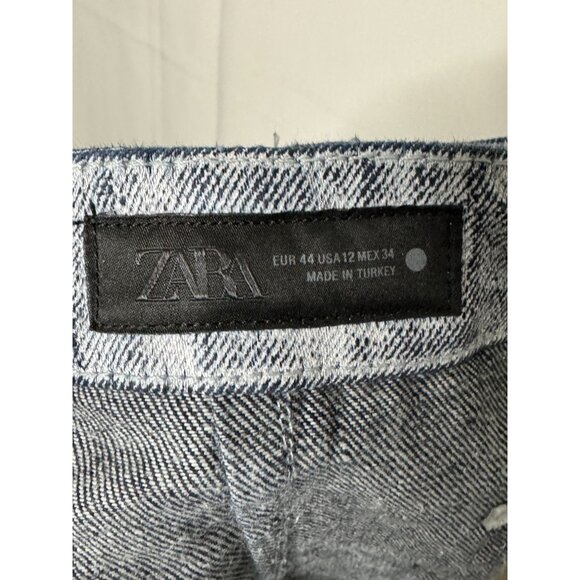 ZARA WOMENS COLLECTION TAPERED COATED MID-RISE Wide Barrel Leg Jeans Size 12 - Picture 13 of 15